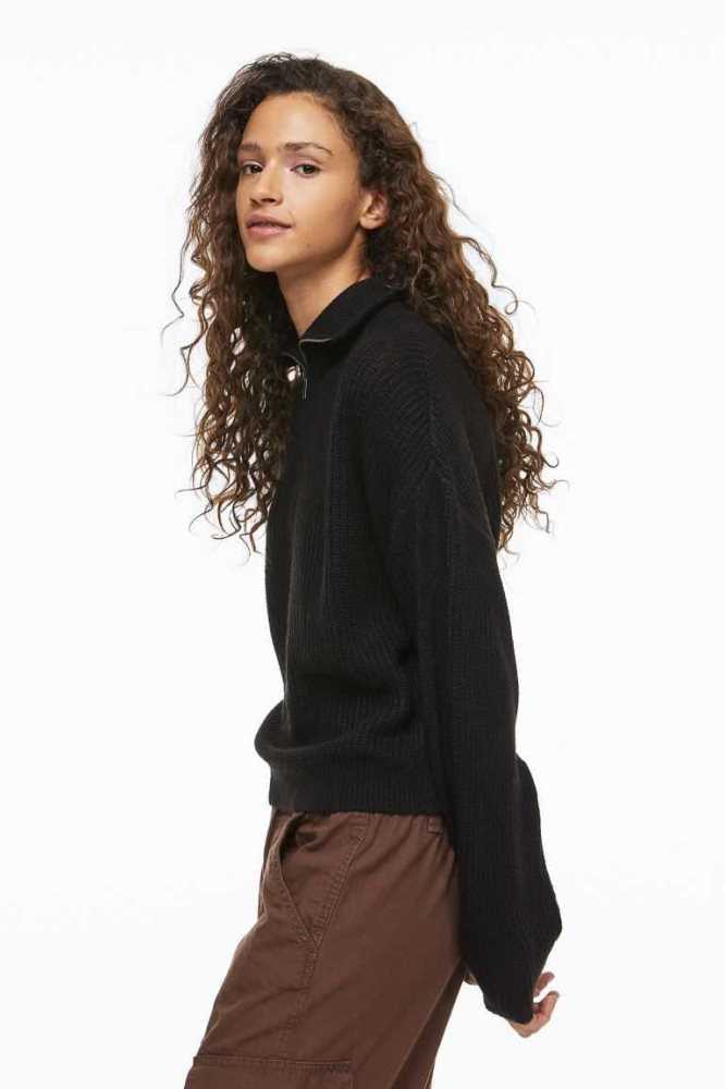 Suéteres H&M Rib-knit Half-zip Mujer Grises | 694715NHT