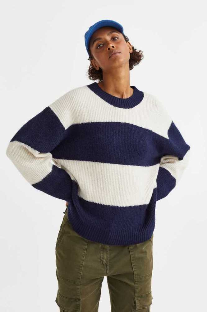 Suéteres H&M Rib-knit Mujer Azules | 632759ZCK