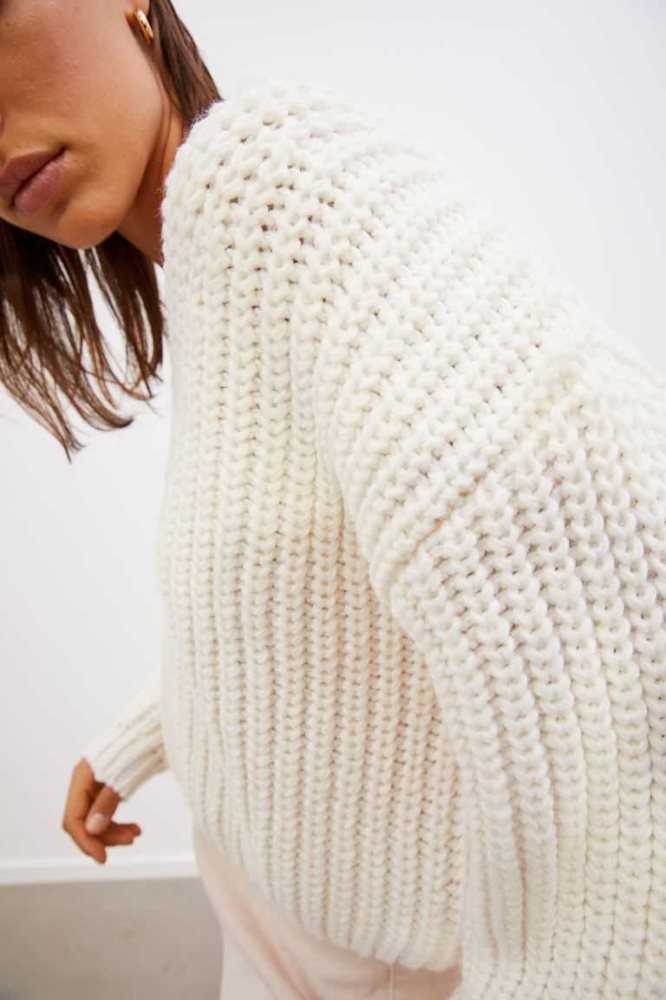 Suéteres H&M Rib-knit Mujer Beige Claro | 078495JBD