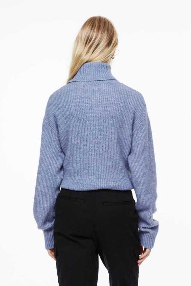 Suéteres H&M Rib-knit Turtleneck Mujer Negros | 759632WRX