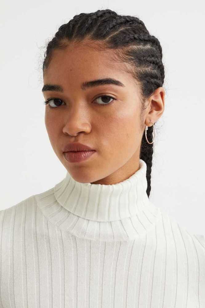 Suéteres H&M Rib-knit Turtleneck Top Mujer Grises Claro | 072384XEL