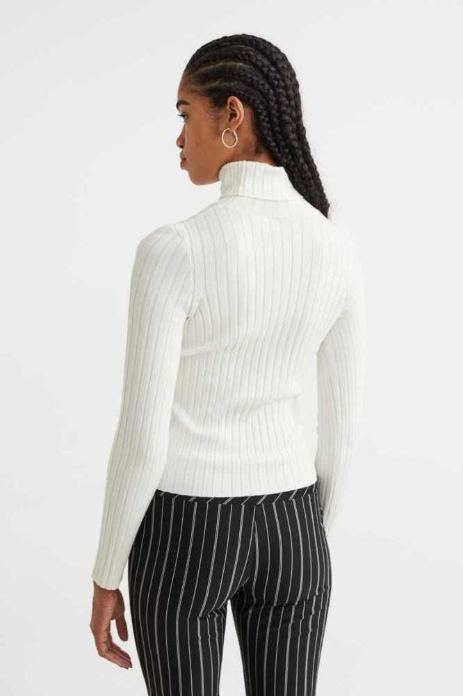 Suéteres H&M Rib-knit Turtleneck Top Mujer Grises Claro | 072384XEL