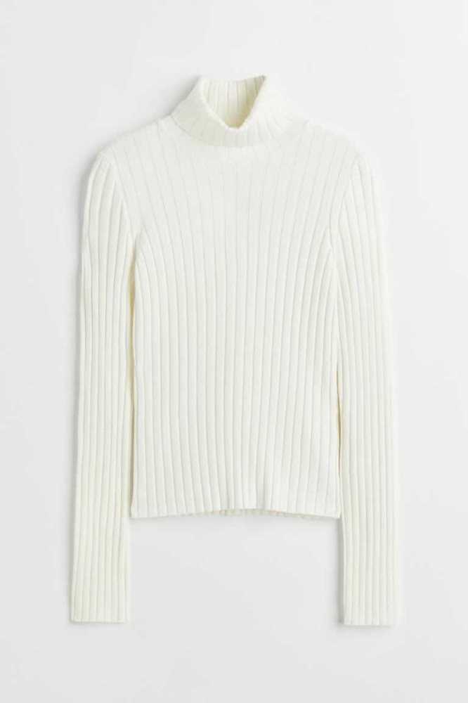 Suéteres H&M Rib-knit Turtleneck Top Mujer Grises Claro | 072384XEL