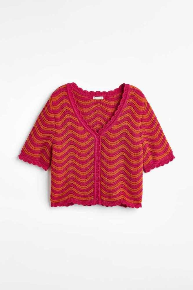 Suéteres H&M Scalloped-trim cardigan Mujer Rosas Naranjas | 859704NCW