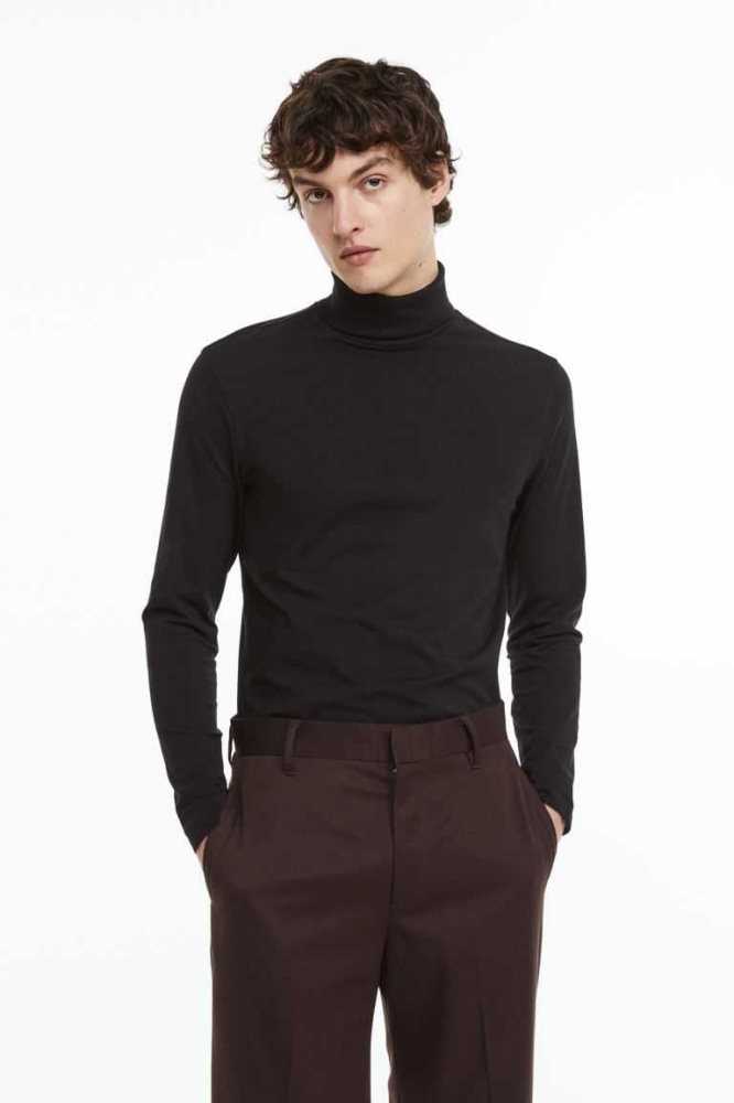 Suéteres H&M Slim Fit Algodon Turtleneck Shirt Hombre Blancos | 201765IOJ