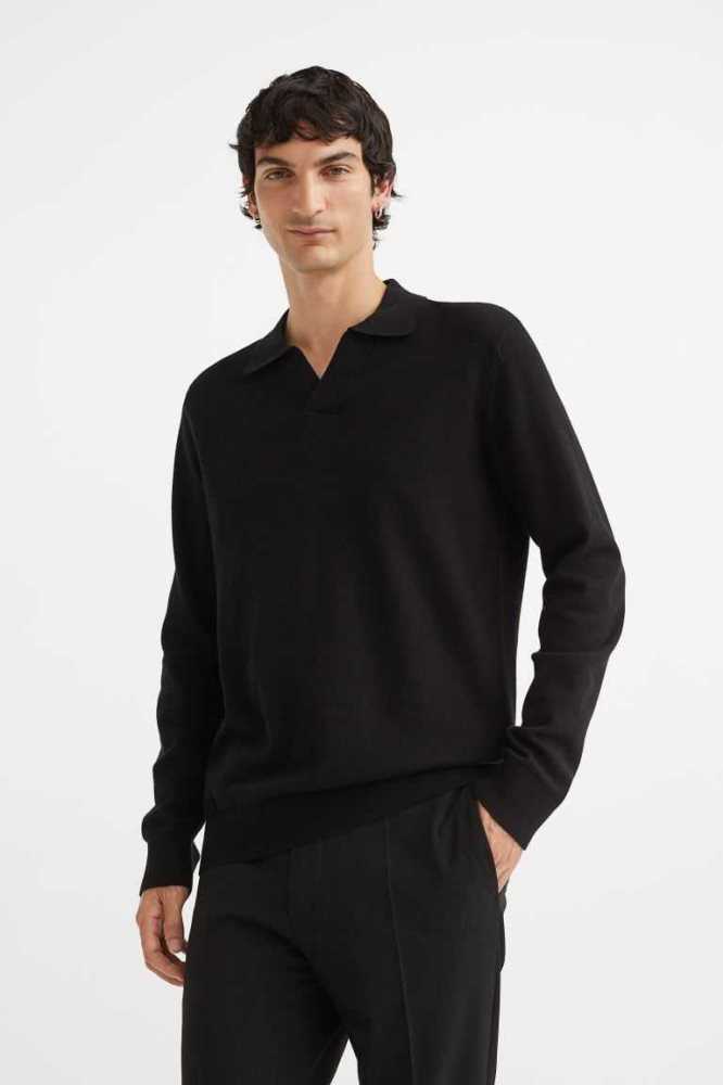 Suéteres H&M Slim Fit Fine-knit Algodon Polo Shirt Hombre Marrom Oscuro | 867391WUG