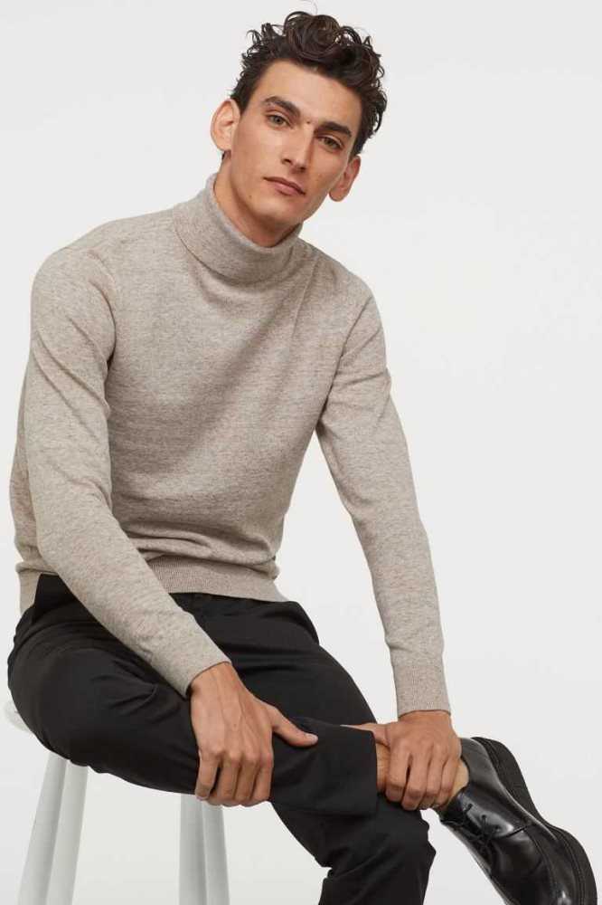 Suéteres H&M Slim Fit Fine-knit Turtleneck Hombre Marrom | 021987WMT