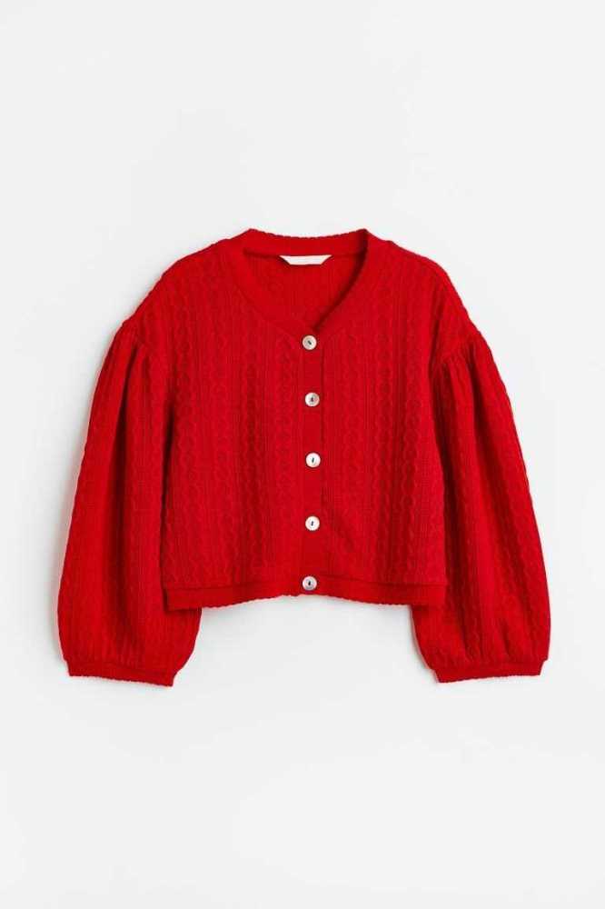 Suéteres H&M Textured-knit Cardigan Mujer Rojos | 726984EUN