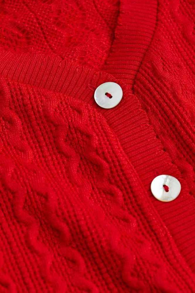 Suéteres H&M Textured-knit Cardigan Mujer Rojos | 726984EUN