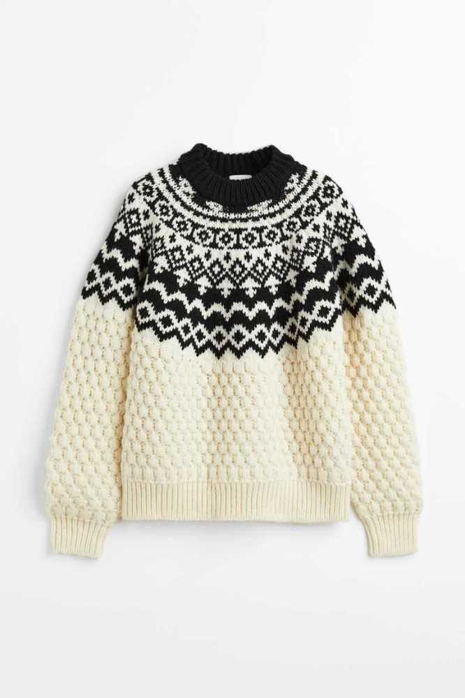 Suéteres H&M Textured-knit Mujer Creme | 230618WFK