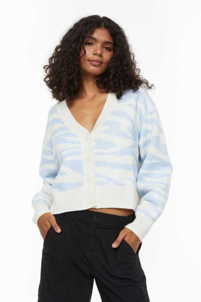 Suéteres H&M V-neck Cardigan Mujer Azules Claro | 041956VIX