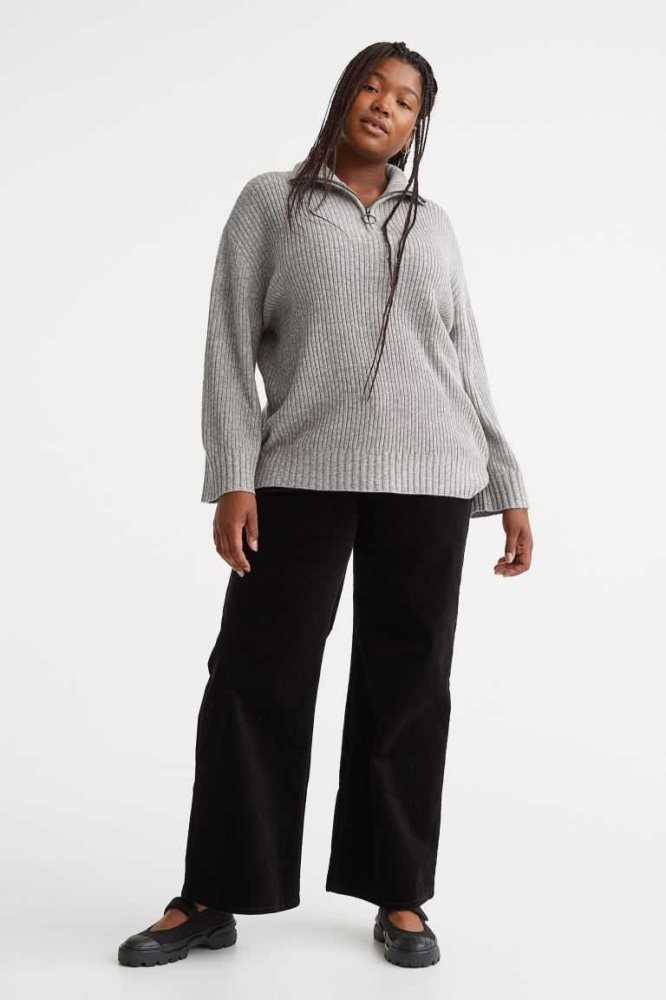 Suéteres H&M Zip-top Rib-knit Mujer Grises Claro | 824673EBV