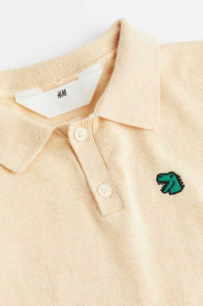 Suéteres H&M with Collar Niños Beige Claro | 934081XJA