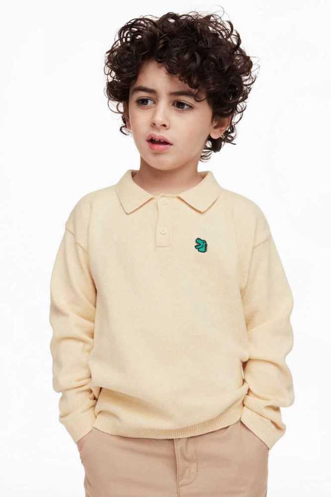 Suéteres H&M with Collar Niños Beige Claro | 934081XJA