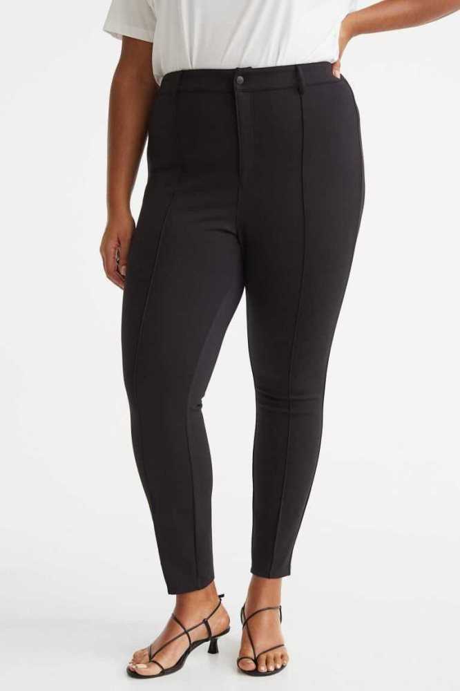 Talla Extra H&M Crease-front Leggings Mujer Negros | 980453LNT