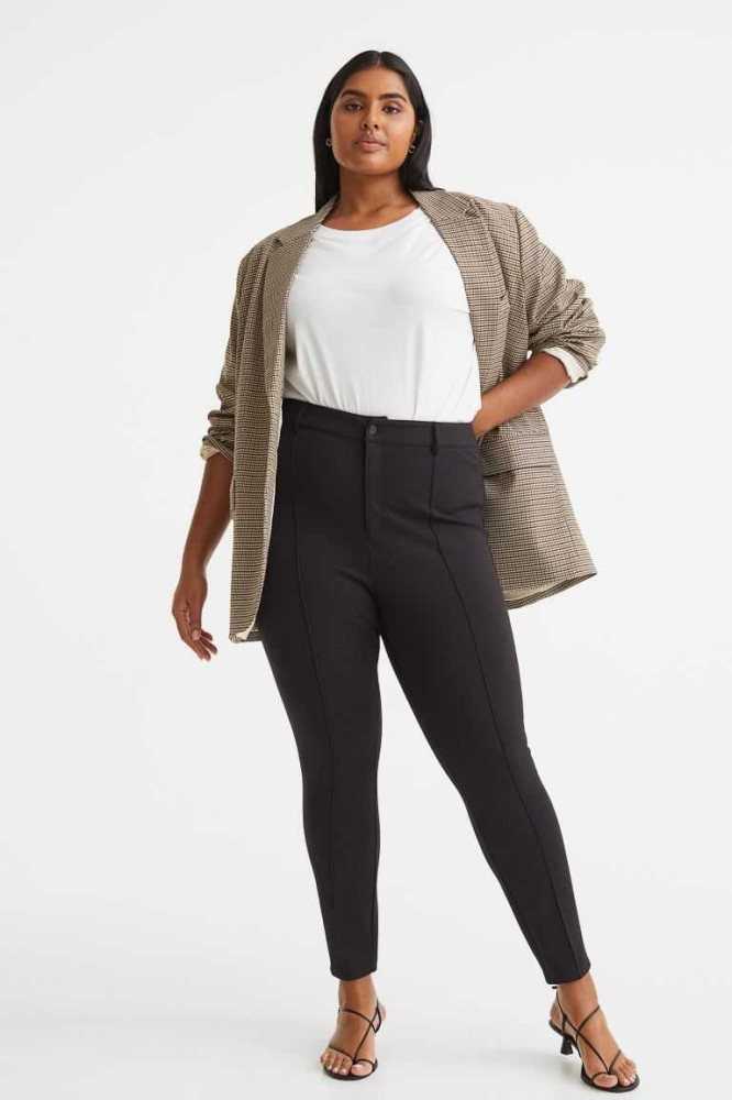 Talla Extra H&M Crease-front Leggings Mujer Negros | 980453LNT