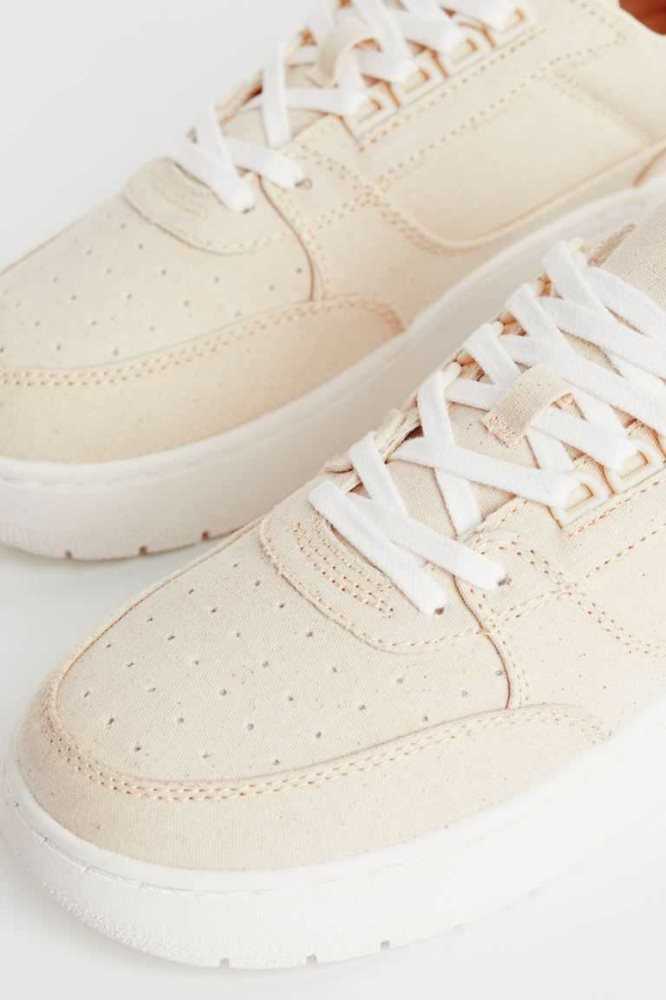 Tenis H&M Lona Mujer Beige Claro | 076459LOI