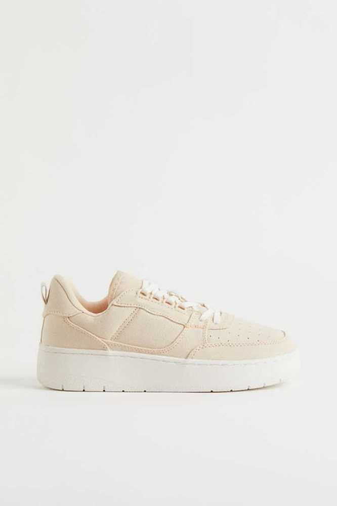 Tenis H&M Lona Mujer Beige Claro | 076459LOI