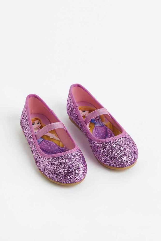 Tenis Planos H&M Glittery Ballet Niños Morados | 124370BWY