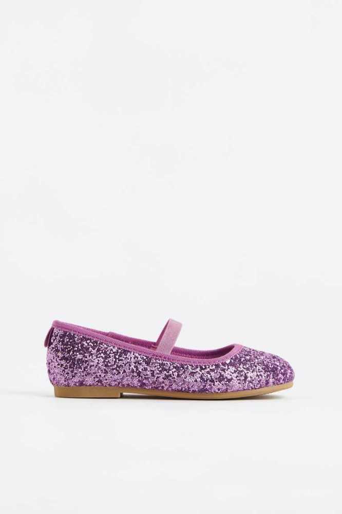 Tenis Planos H&M Glittery Ballet Niños Morados | 124370BWY