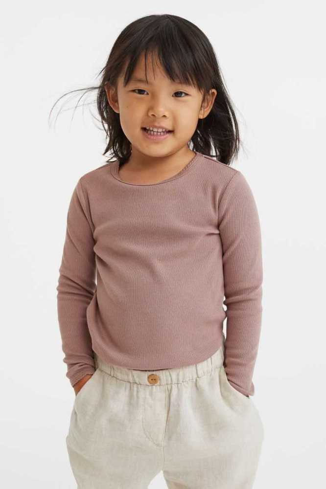 Tops H&M 2-pack Acanalado Algodon Niños Marrom Beige Claro | 856970PJE