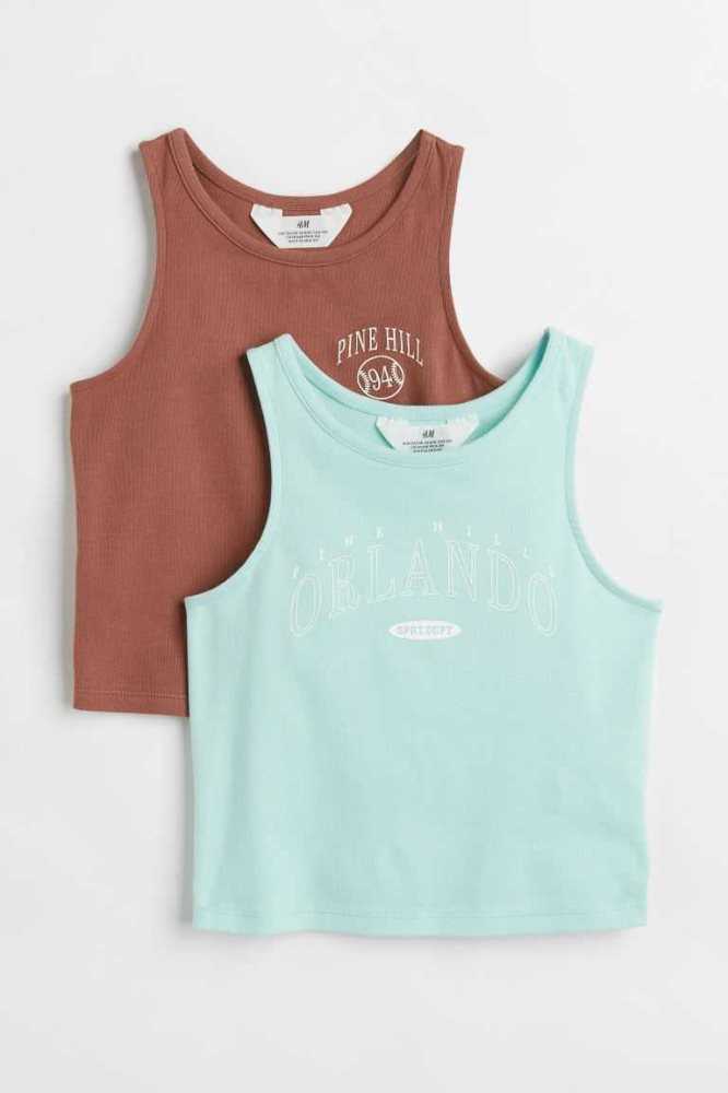 Tops H&M 2-pack Algodon Tank Niños Amarillos | 673519XMR