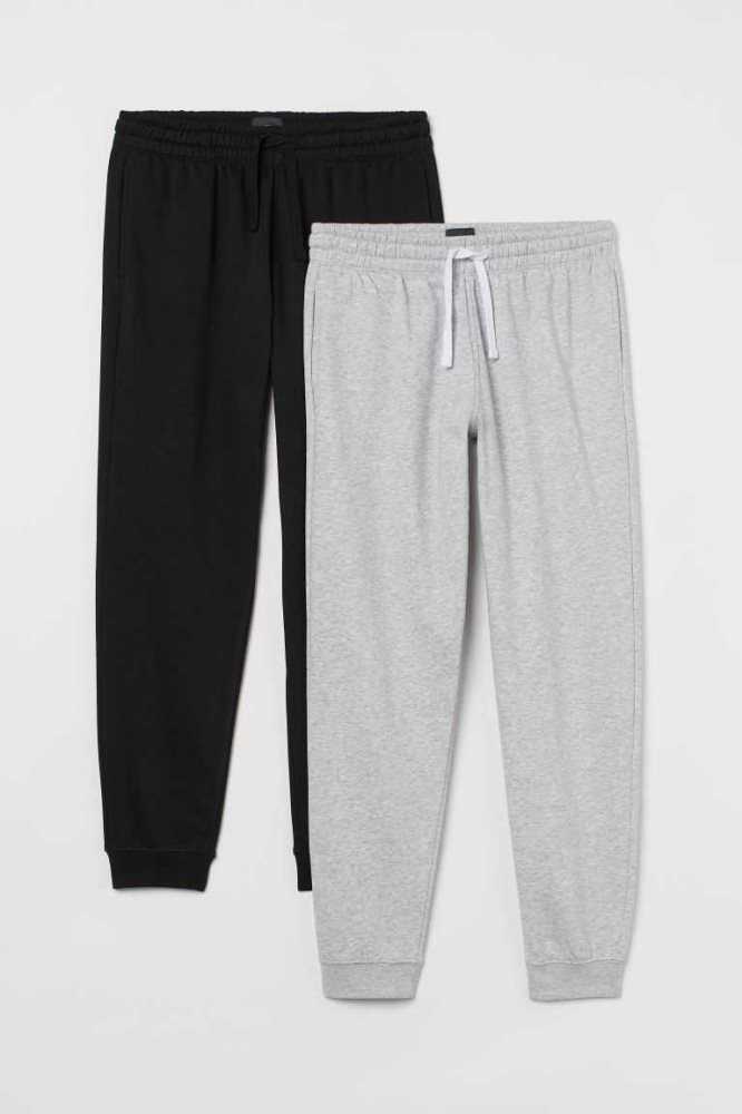 Tops H&M 2-pack Regular Fit Sweatpants Hombre Marrom Oscuro Azules Claro | 823054ITP