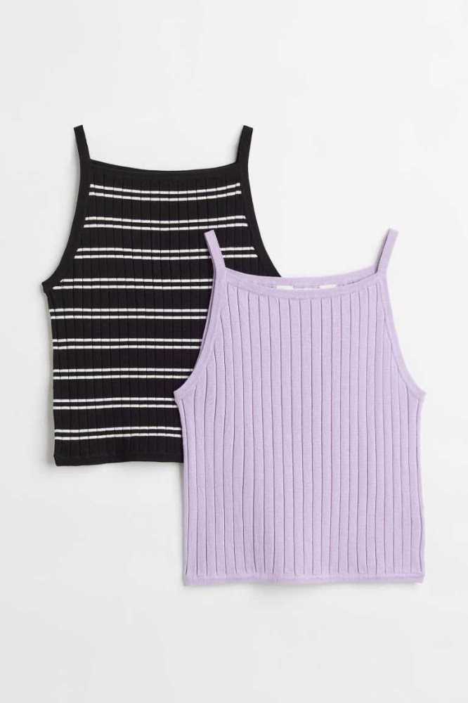 Tops H&M 2-pack Rib-knit Niños Amarillos Claro | 952104XAP