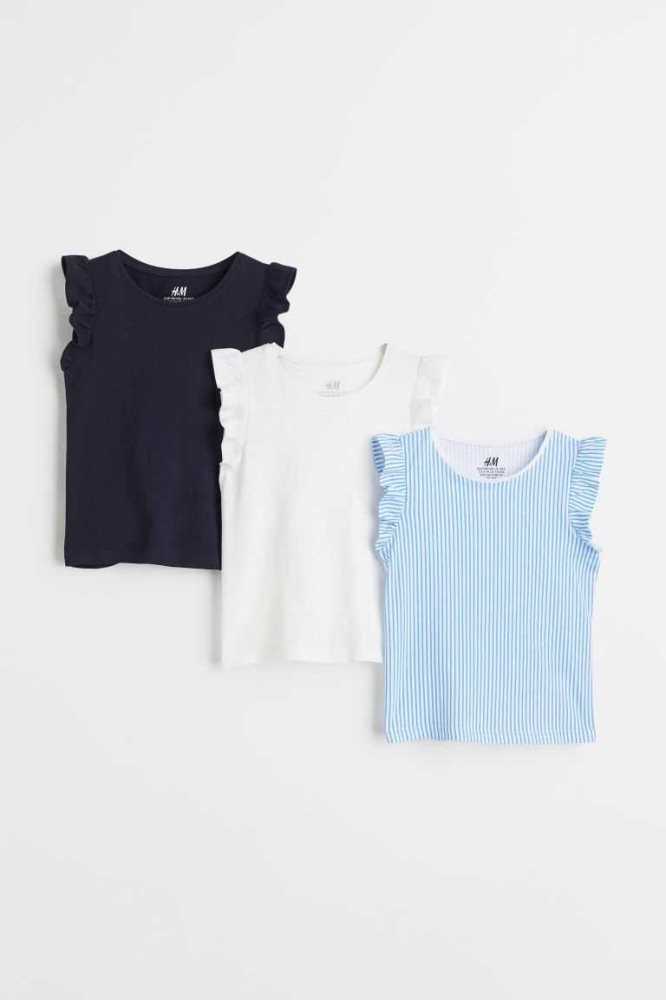 Tops H&M 3-pack Algodon Jersey Tank Niños Rosas Claro | 437580JQA