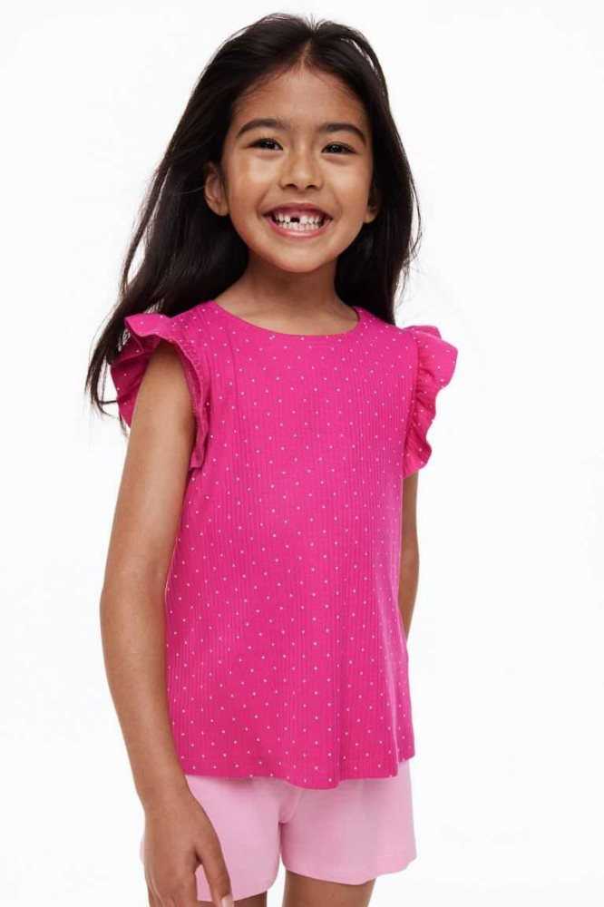 Tops H&M 3-pack Algodon Jersey Tank Niños Rosas Claro | 437580JQA