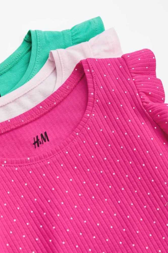 Tops H&M 3-pack Algodon Jersey Tank Niños Rosas Claro | 437580JQA