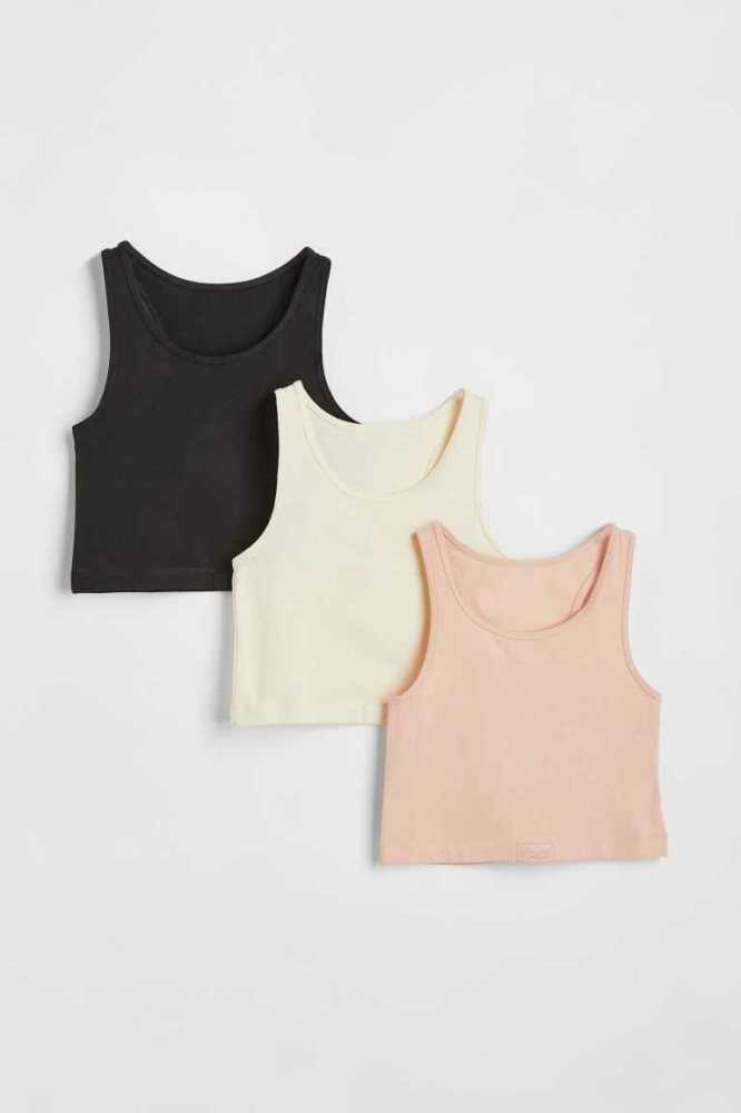 Tops H&M 3-pack Niños Grises Claro Negros | 657810VHP