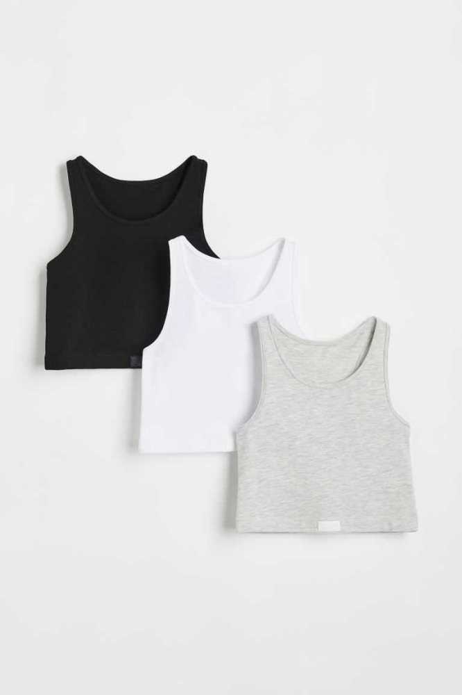 Tops H&M 3-pack Niños Grises Claro Negros | 657810VHP