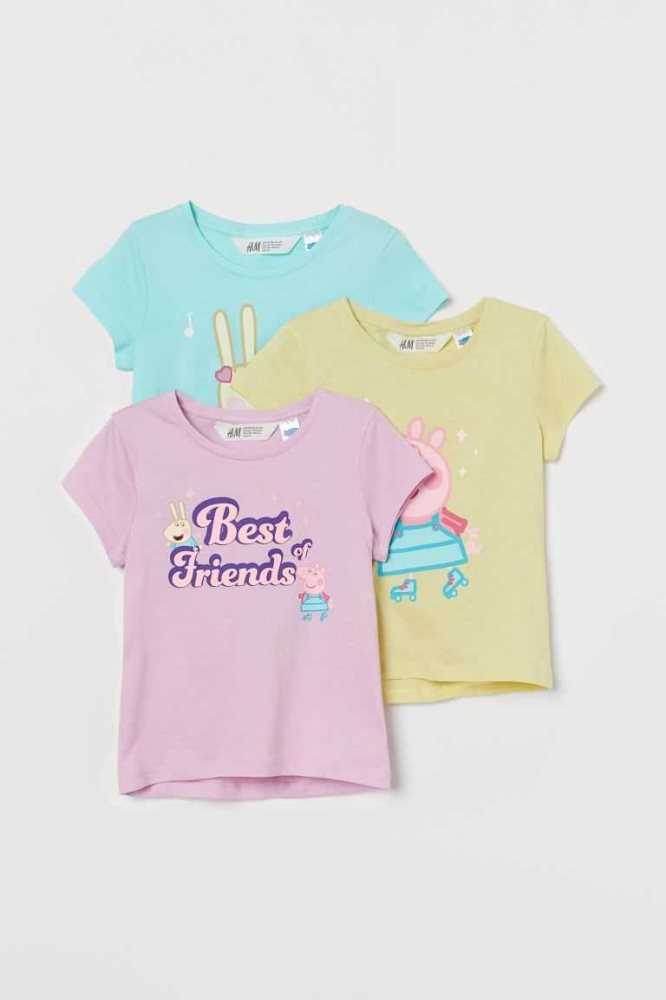 Tops H&M 3-pack Printed Jersey Niños Grises Oscuro | 491365GSB