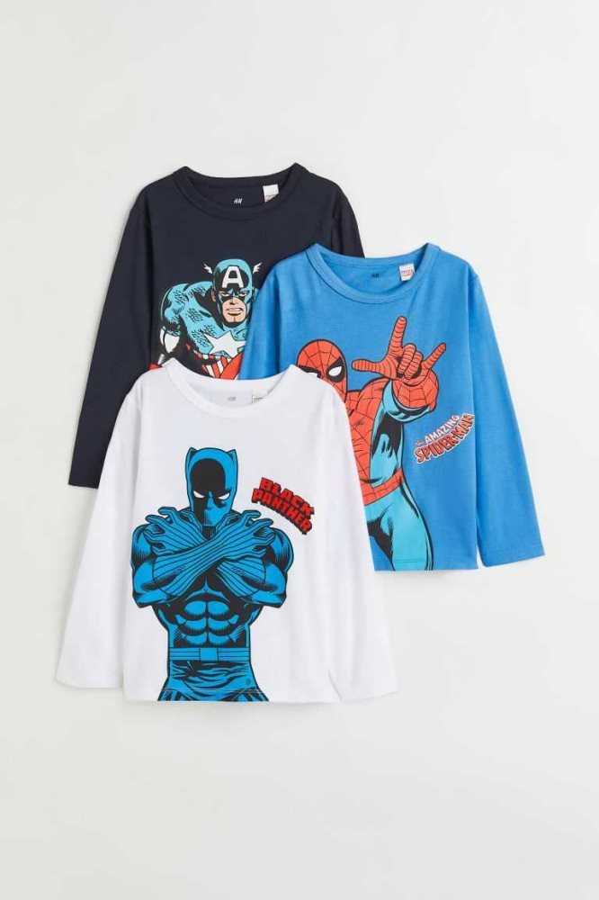 Tops H&M 3-pack Printed Niños Verdes | 925086GTA