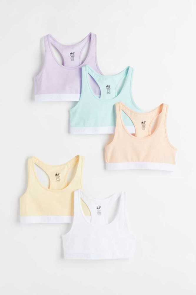 Tops H&M 5-pack Algodon Bra Niños Verdes Claro Morados Claro | 250176HVI