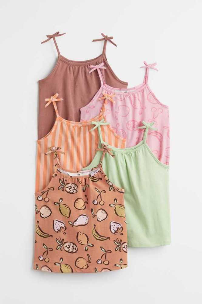 Tops H&M 5-pack Algodon Jersey Camisole Niños Naranjas | 529783BAX