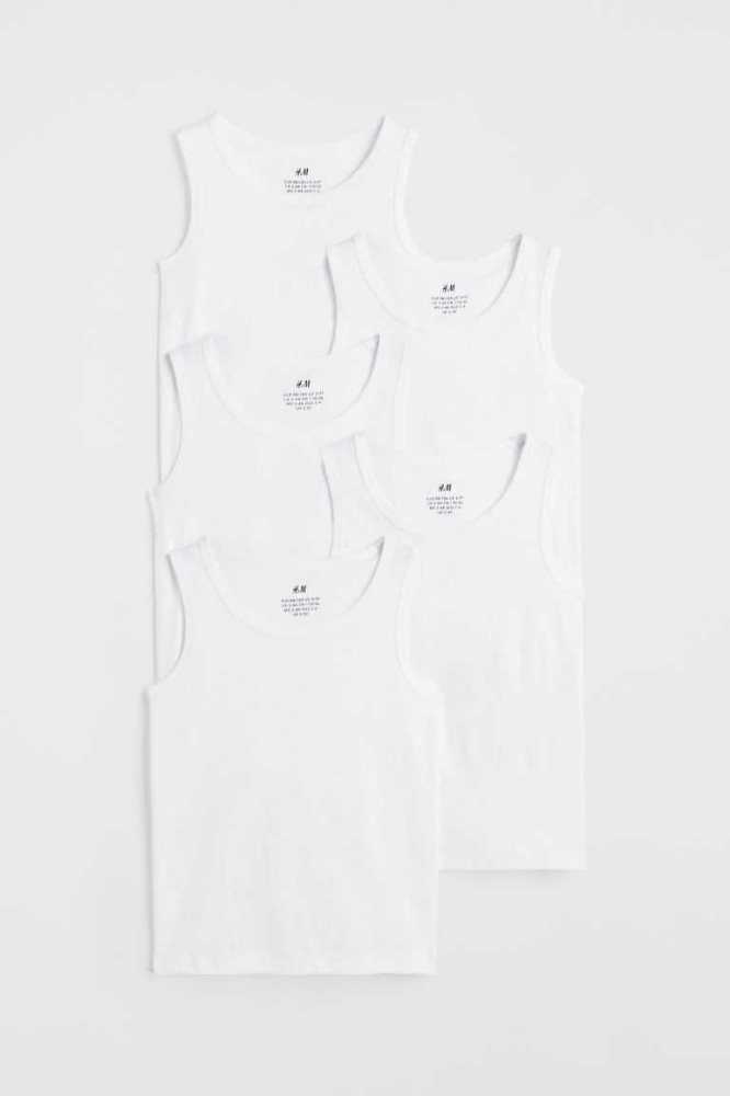 Tops H&M 5-pack Algodon Tank Niños Azules Oscuro | 129548FYO