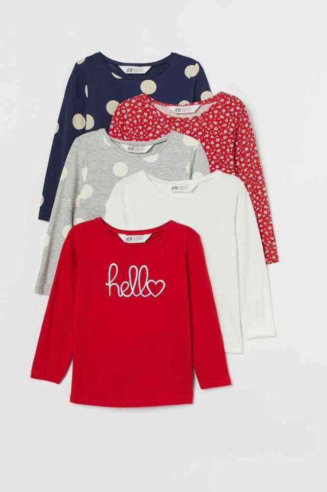 Tops H&M 5-pack Jersey Niños Creme | 580179OVP