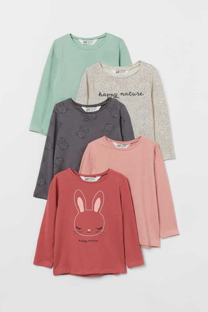 Tops H&M 5-pack Jersey Niños Creme | 580179OVP