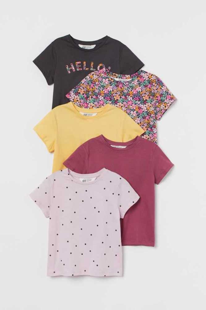 Tops H&M 5-pack Printed Jersey Niños Naranjas Claro Leopardo | 213850ZEQ