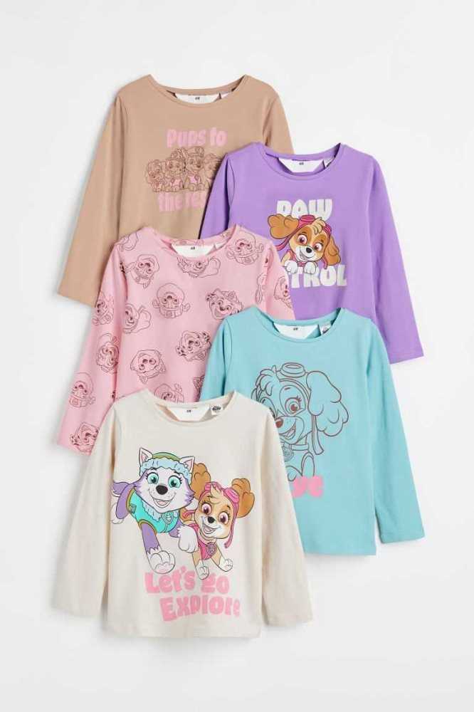 Tops H&M 5-pack Printed Niños Azules Claro | 347508OYM