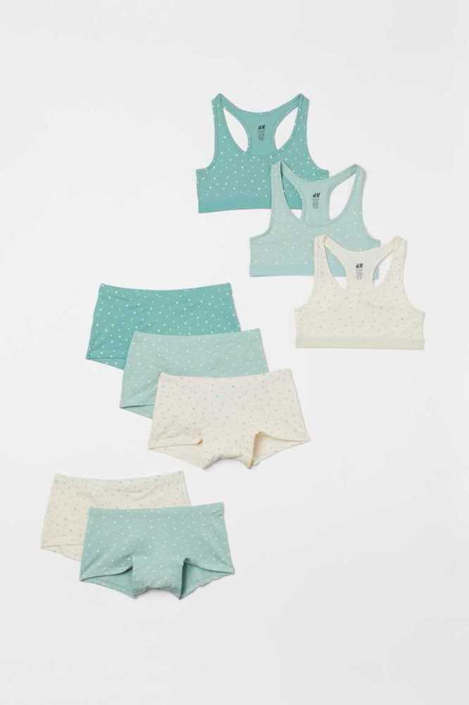 Tops H&M 8-pack and Boxer Briefs Niños Azules Claro Grises Blancos | 159236PZJ