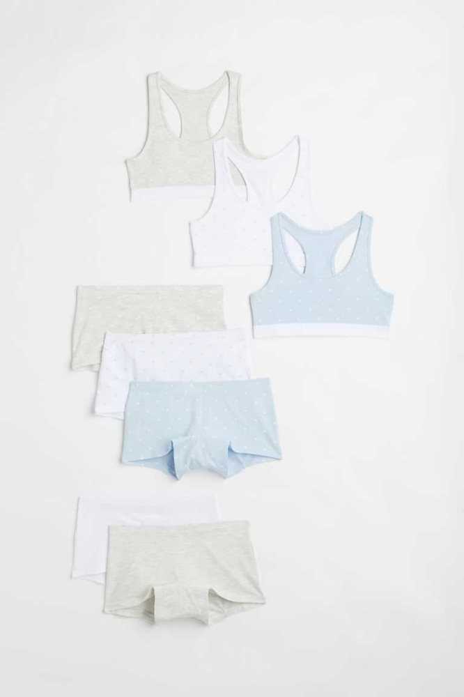 Tops H&M 8-pack and Boxer Briefs Niños Azules Claro Grises Blancos | 159236PZJ