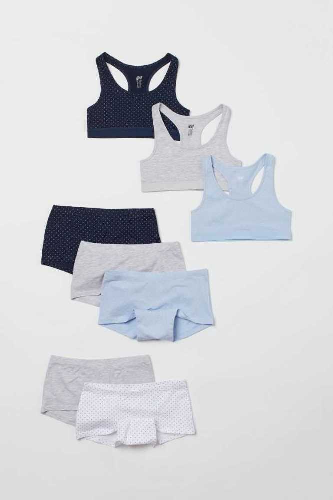 Tops H&M 8-pack and Boxer Briefs Niños Azules Claro Grises Blancos | 159236PZJ