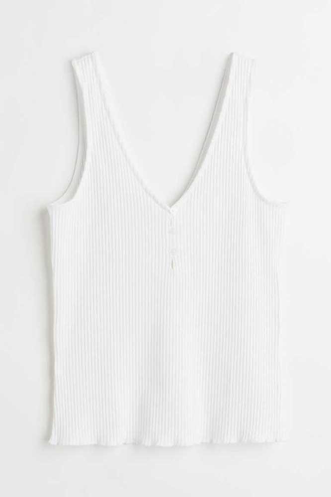 Tops H&M Acanalado Button-front Tank Mujer Beige Oscuro | 120439BLF