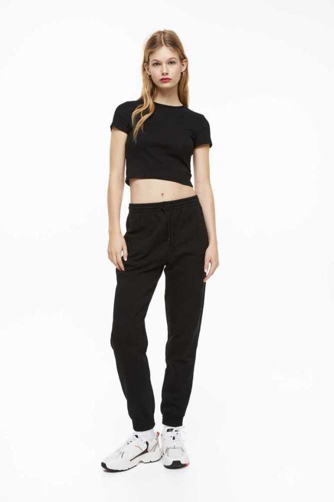 Tops H&M Acanalado Crop Mujer Blancos | 084961VMN