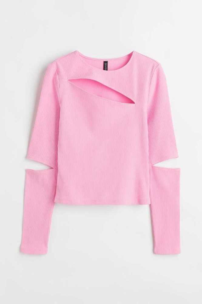 Tops H&M Acanalado Cut-out Mujer Blancos | 149320OSF