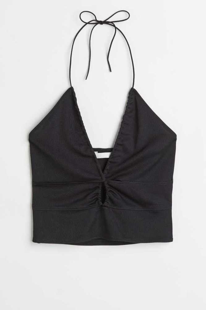 Tops H&M Acanalado Cut-out Mujer Negros | 278136XGY