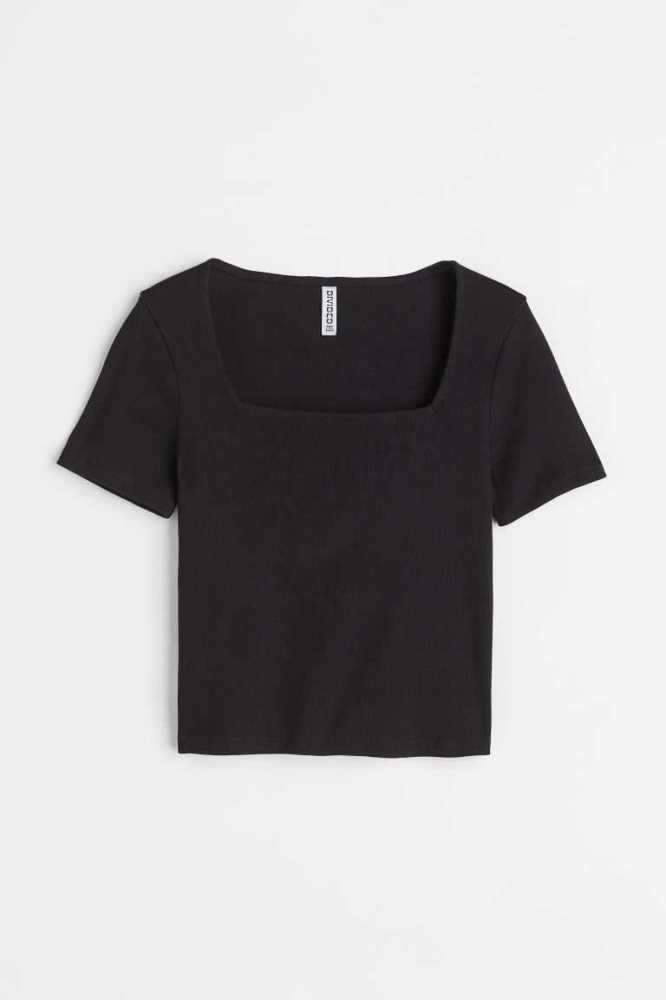 Tops H&M Acanalado Mujer Amarillos | 346592XCK